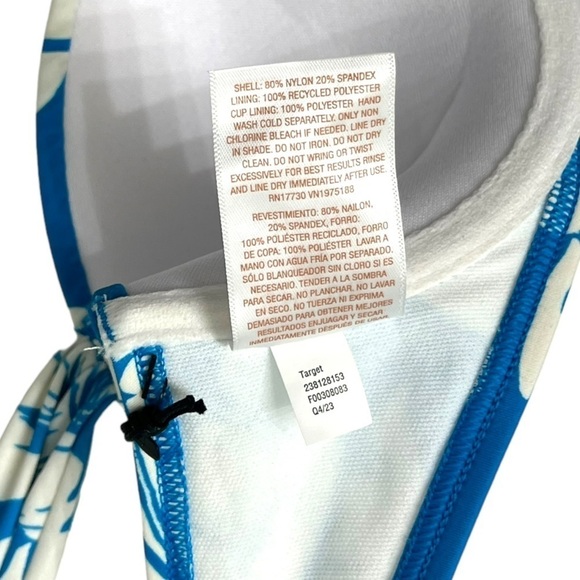 Shade & Shore White & Blue Lightly Lined Bikini Top - Size 32 B - Picture 9 of 10